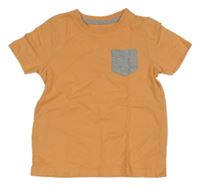 Meruňkové tričko s šedou kapsičkou Lupilu