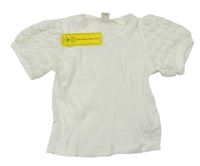 Bílé žebrované tričko s nařasenými rukávy Shein
