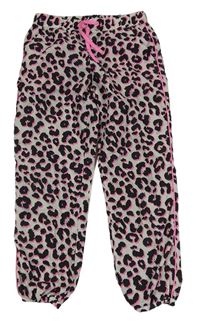 Šedo-růžovo-černé vzorované lehké kalhoty H&M