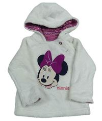 Bílá chlupatá mikina s Minnie a kapucí zn. Disney