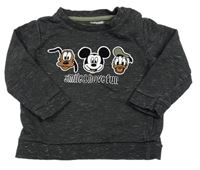Tmavošedá žíhaná mikina s Mickeym a kamarády 