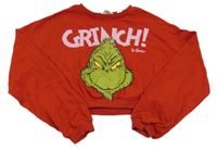 Červená crop mikina s Grinchem H&M