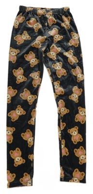 Antracitové sametové legíny s medvědy Little Kids