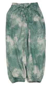 Zeleno-bílé batikované tepláky Shein