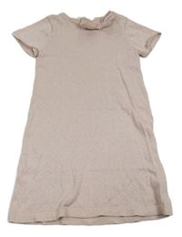 Světlerůžové třpytivé svetrové šaty s mašlí H&M