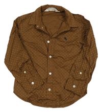 Hnědá puntíkatá košile s výšivkou H&M