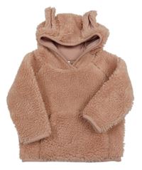 Růžová huňatá podšitá mikina s kapucí Tu