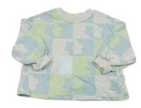 Bílo-zelenkavo-světlemodrá kostkovaná mikina s kytičkami Next