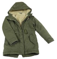 Khaki šusťáková zimní parka se srdíčkem a kapucí Alive