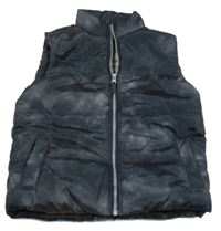 Antracitová batikovaná šusťáková zateplená vesta 