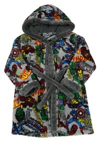 Šedo-barevný chlupatý župan s kapucí - Avengers George