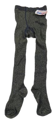 Nové - tmavomodro-zlaté melírované žebrované punčocháče ewers