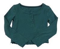 Smaragdové crop triko s knoflíky George