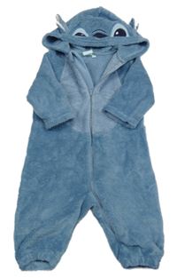 Modro-světlemodrá plyšová kombinéza s kapucí - Stitch Disney