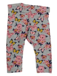 Šedé květované legíny s motýly PRIMARK