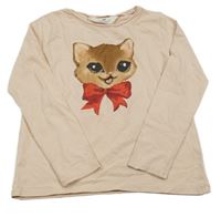 Pudrové triko s kočkou H&M