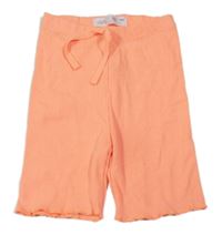 Neonově korálové žebrované elastické kraťasy Zara