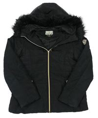 Černá šusťáková prošívaná zimní bunda s kapucí Moncler