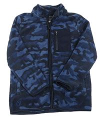 Tmavomodrá army fleecová propínací mikina F&F