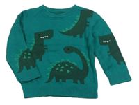 Tmavozelený svetr s dinosaurem George
