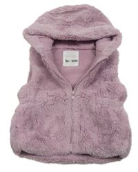 Růžová kožešinová zateplená vesta s kapucí Primark