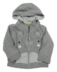 Šedá propínací mikina s koalou a kapucí Tu