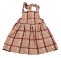 Růžovo-barevná kostkovaná vlněná laclová sukně George 