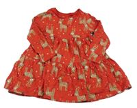 Červené bavlněné šaty se soby F&F