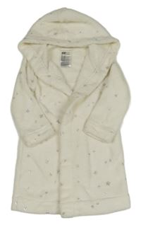 Smetanový chlupatý župan s hvězdičkami a kapucí H&M