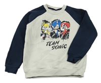 Bílo-tmavomodrá mikina se Sonicem Zara