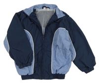 Tmavomodro-světlemodrá šusťáková jarní bunda 