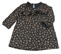 Tmavošedo-bronzové vzorované svetrové šaty s volánky George 