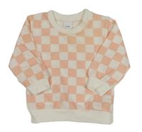 Bílo-růžová kostkovaná mikina 