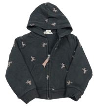 Tmavošedá propínací mikina s koníky a kapucí H&M