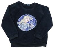 Tmavomodrá chlupatá mikina s Elsou Disney