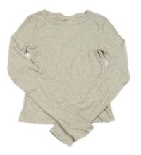 Smetanovo-šedé melírované žebrované crop triko H&M