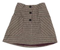 Vínovo-černo-bílá kostkovaná vlněná sukně St. Bernard