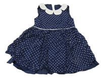Tmavomodré lehké šaty se srdíčky a límečkem George