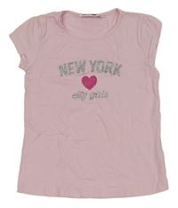 Světlerůžové tričko s nápisem a srdíčkem 