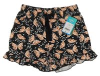 Nové - Černé teplákové kraťasy s motýly Matalan