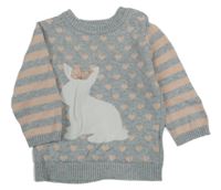 Šedo-broskvový svetr se zajíčkem Early Days