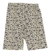 Smetanové legínové kraťasy se srdíčky 