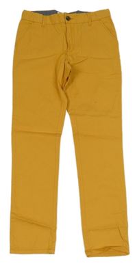 Hořčicové plátěné chino kalhoty H&M