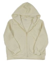 Smetanová vzorovaná propínací mikina s kapucí Shein