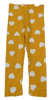 Okrové žebrované legíny se srdíčky Matalan