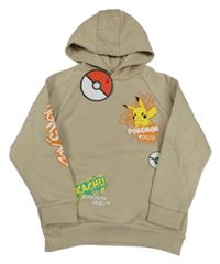 Nové - Béžová mikina s Pokémony a kapucí Primark