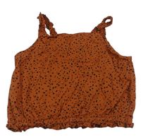 Medovo-černý vzorovaný halenkový crop top s volánkem H&M