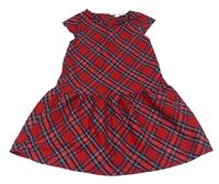 Červeno-tmavomodro-bílo-zlaté kárované šaty s mašlí H&M
