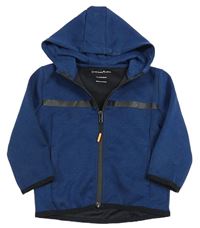 Tmavomodro-černá melírovaná tech fleece propínací mikina s kapucí PRIMARK