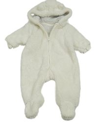 Smetanová huňatá kombinéza s kapucí s oušky Next